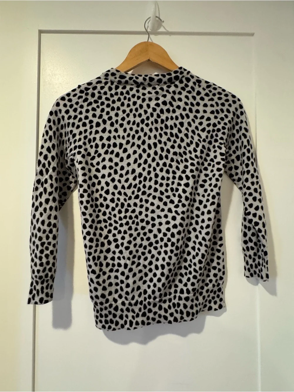 J. Crew Black and White Spotted Knit Top